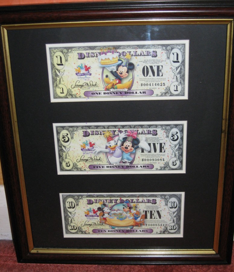 Framed Disney Dollars