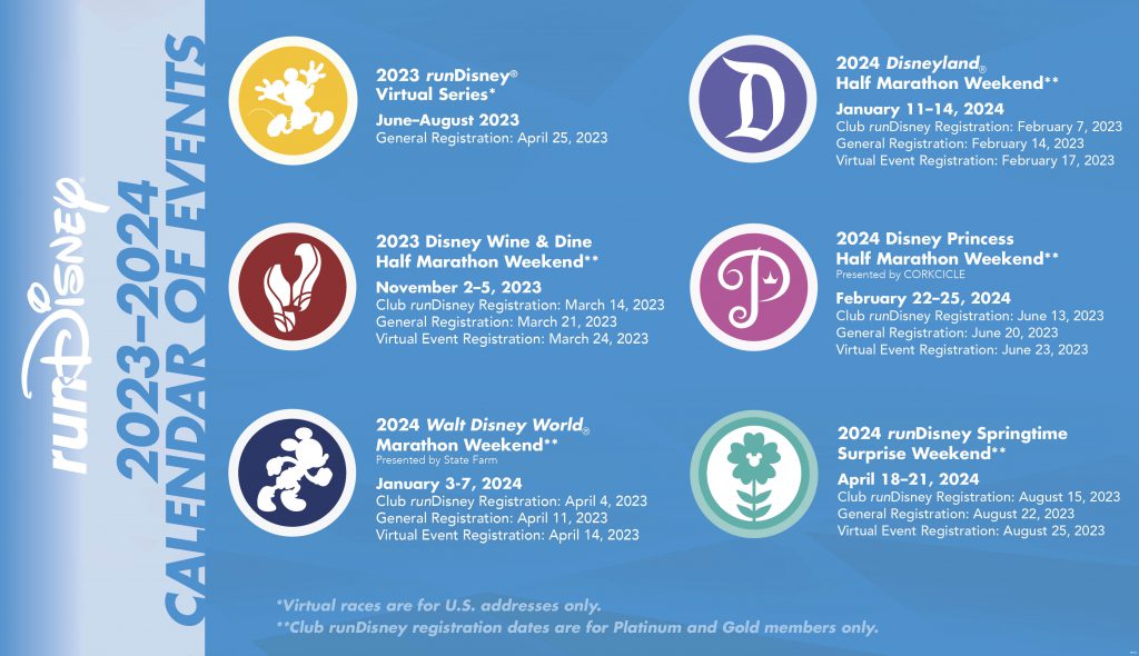 RunDisney 2023-2024 event calendar